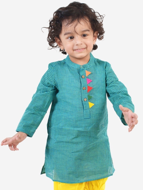 

Lil Peacock Boys Blue Checked Kurta