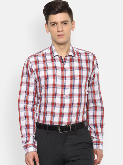 

Van Heusen Men Maroon Opaque Checked Formal Shirt