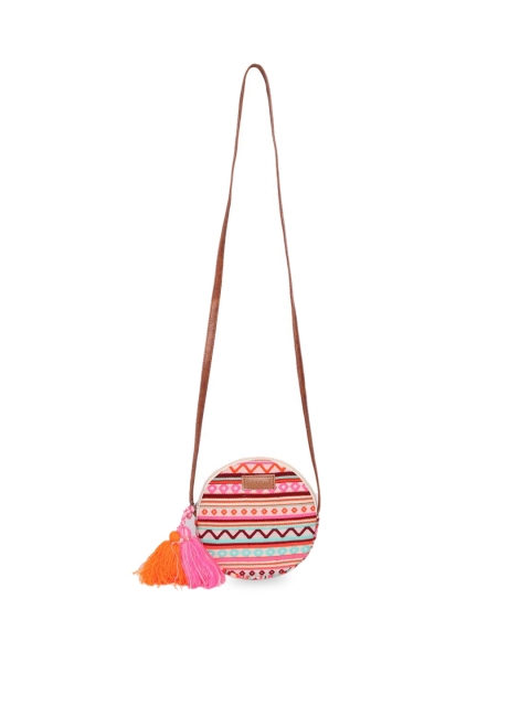 

ASTRID Multicoloured Structured Sling Bag with Tasselled, Multi