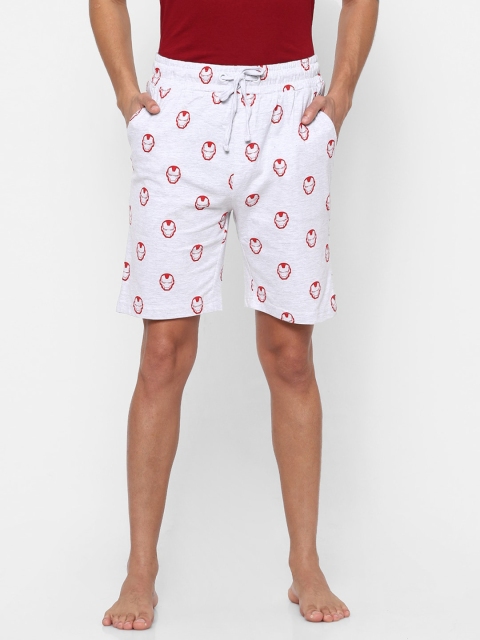 

Ajile by Pantaloons Men Grey Melange & Red Printed Lounge Shorts