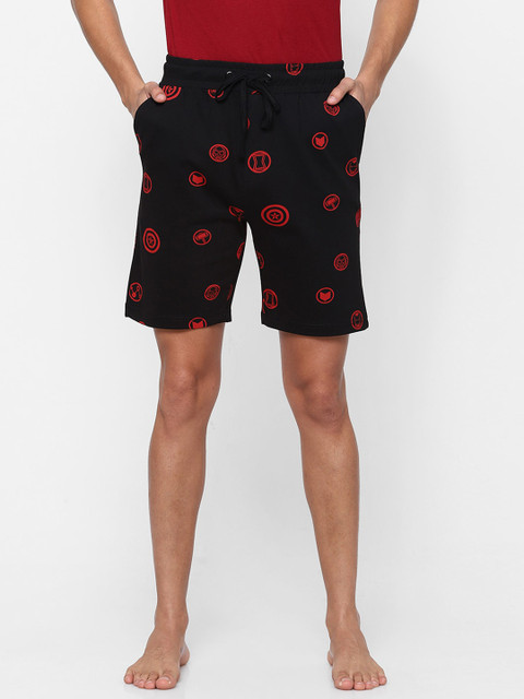 

Ajile by Pantaloons Men Black & Red Printed Lounge Shorts