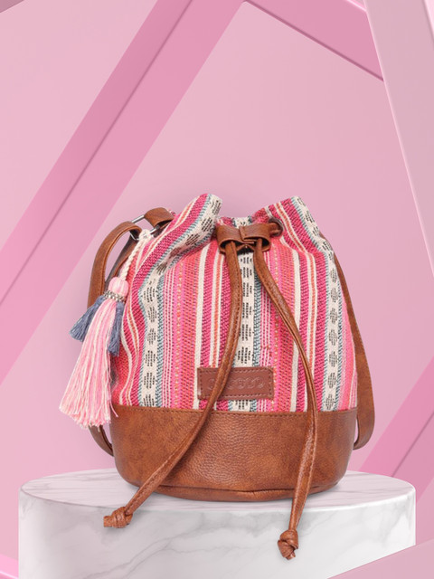

ASTRID Pink Bucket Sling Bag with Tasselled