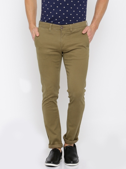 

Wills Lifestyle Men Brown Solid Skinny Fit Chino Trousers