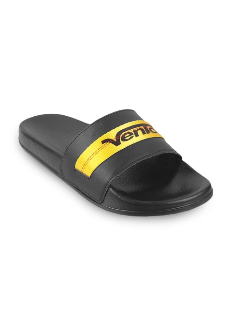 

Vento Men Black & Yellow Printed Sliders