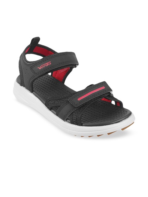 

Vento Black & Pink Solid Sports Sandals