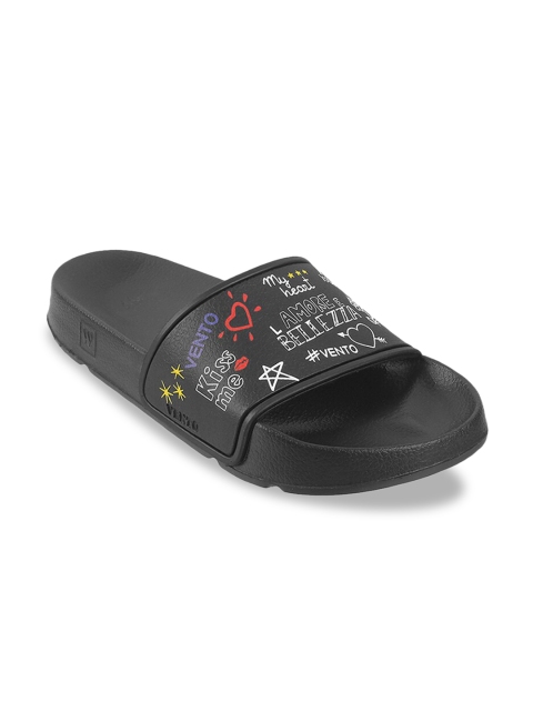 

Vento Women Black Printed Sliders