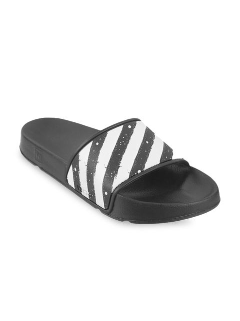 

Vento Men Black & White Striped Sliders