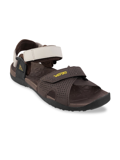 

Vento Unisex Brown & Yellow Solid Sports Sandals