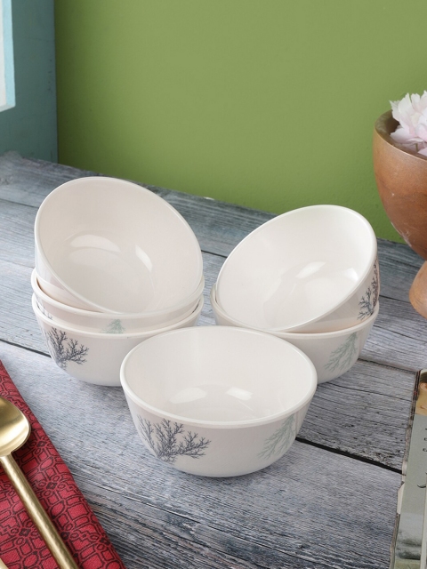 

Servewell Pack Of 6 White Printed Melamine Veg Bowls Set