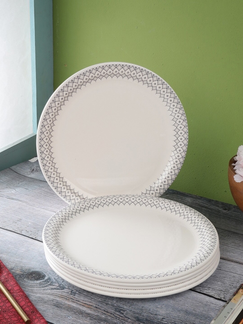 

Servewell Pack Of 6 White Printed Melamine Full Plates