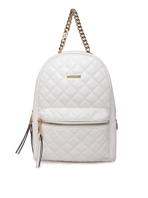 

ALDO Women White & Gold-Toned Textured Backpack