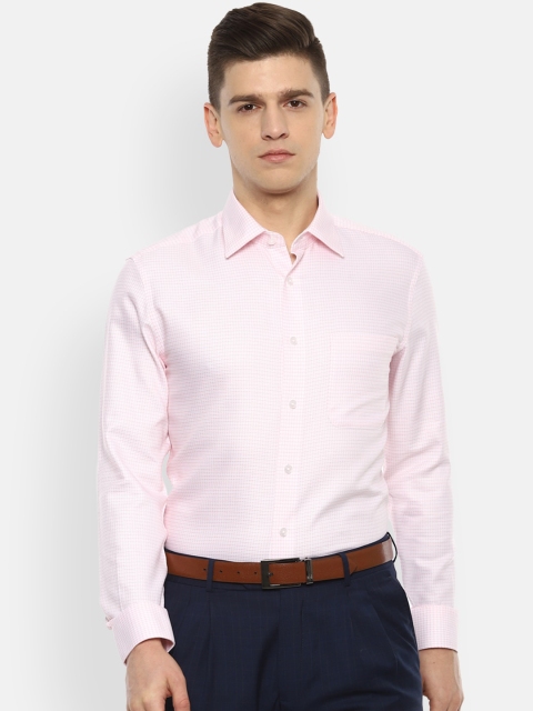 

Louis Philippe Men Pink & White Cotton Formal Shirt