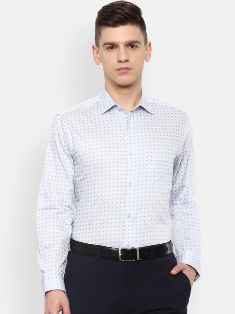

Louis Philippe Men Grey & Blue Slim Fit Printed Cotton Formal Shirt