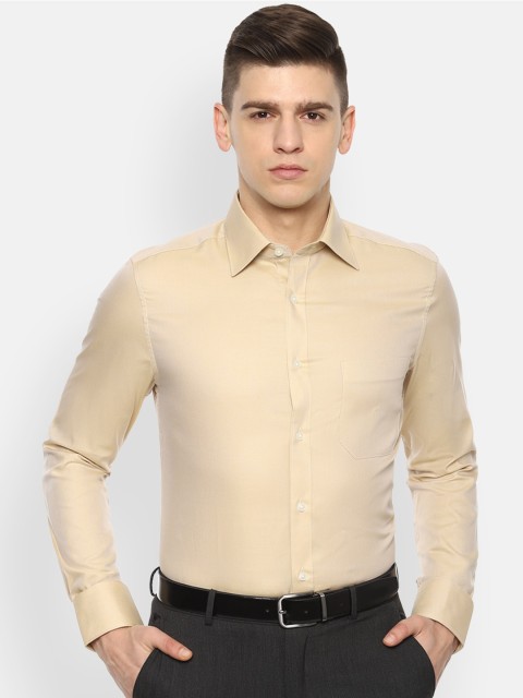 

Louis Philippe Men Beige Solid Cotton Formal Shirt