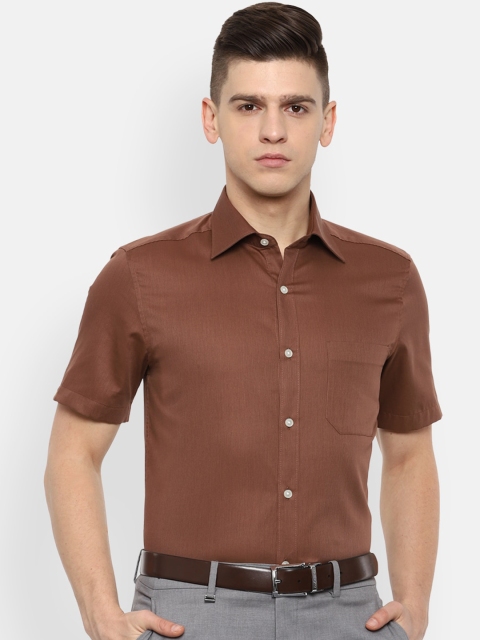 

Louis Philippe Men Brown Solid Cotton Formal Shirt
