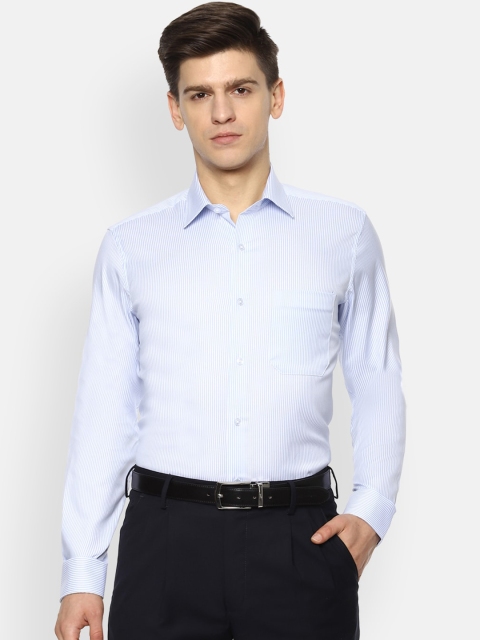 

Louis Philippe Men Blue & White Striped Cotton Formal Shirt