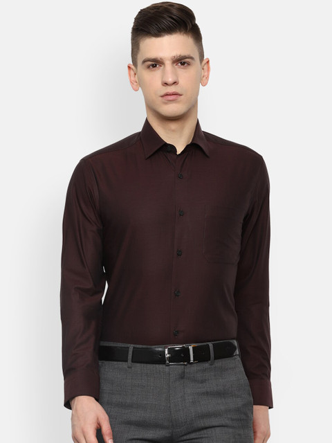 

Louis Philippe Men Brown Slim Fit Solid Cotton Formal Shirt
