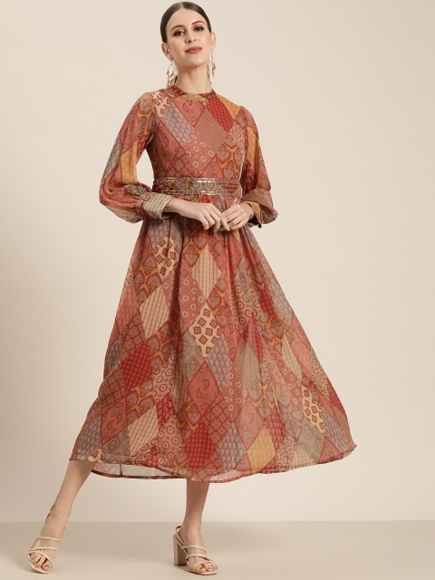 

Juniper Multicoloured & Peach-Coloured Bohemian Chiffon Maxi Dress, Multi