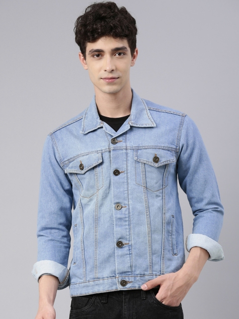 

CINOCCI Men Blue Washed Denim Jacket