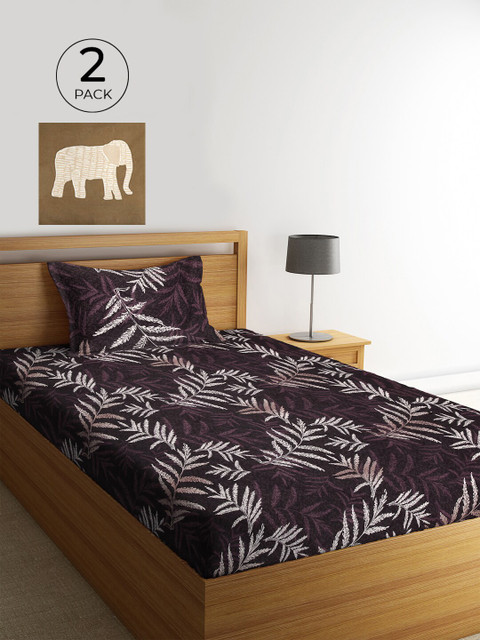 

KLOTTHE Set Of 2 Multicoloured Floral 210 TC Single Bedsheet With 2 Pillow Covers, Multi
