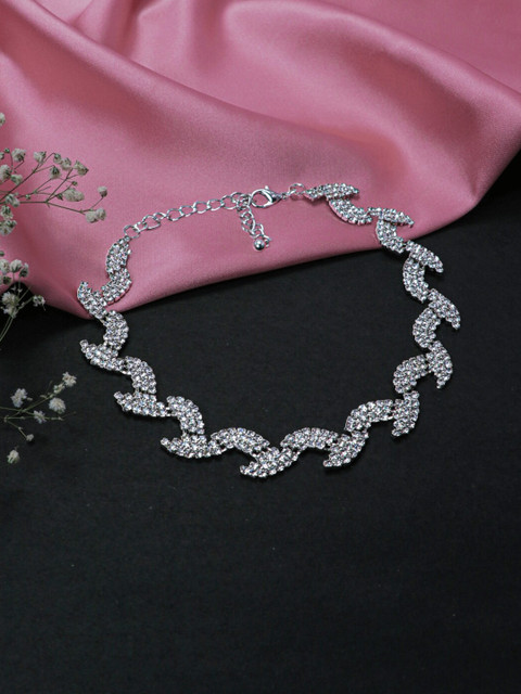 

Bellofox Women Silver-Plated Artificial Stone Studded Choker Necklace