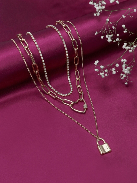 

Bellofox Gold-Toned Layered Heart Lock Necklace