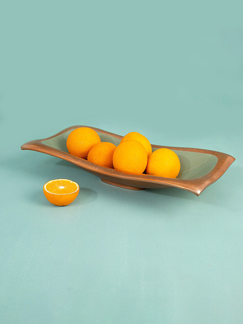

ellementry Green & Gold-Toned Metal Enamel Fusion Platter