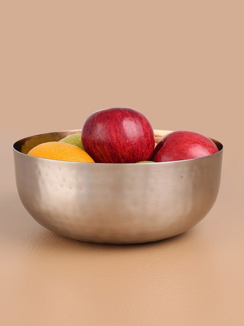 

ellementry Silver-Toned Hammered Metal Fruit Bowl
