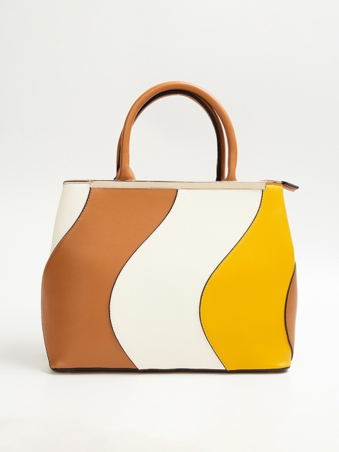 

CODE by Lifestyle Tan Colourblocked Structured Handheld Bag