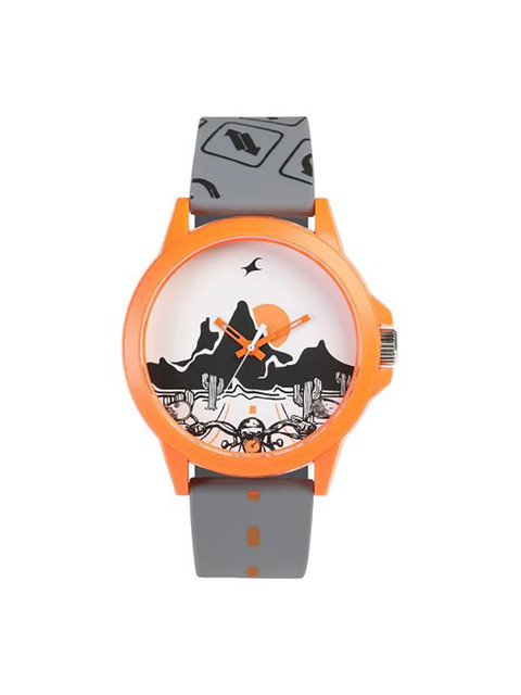 

Fastrack Unisex White Printed Dial & Grey Straps Analogue Watch 38024PP40