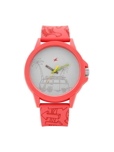 

Fastrack Unisex Grey Printed Dial & Coral Red Straps Tees Q4 Analogue Watch 38024PP48