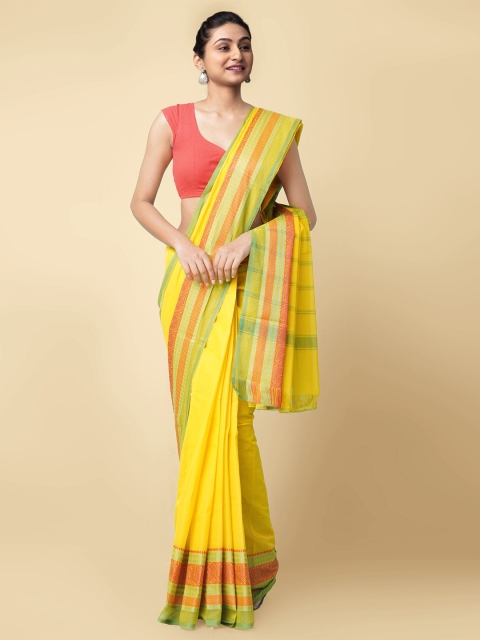 

Unnati Silks Women Yellow & Orange Pure Handloom Pavani Chettinad Cotton Sustainable Saree