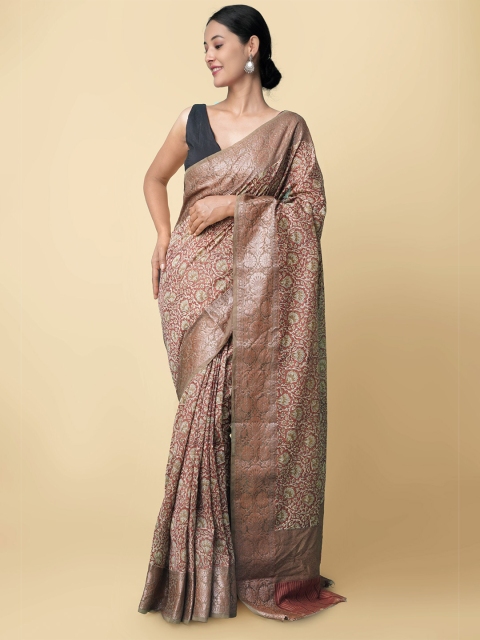 

Unnati Silks Red & White Woven Design Silk Cotton Maheshwari Sustainable Saree