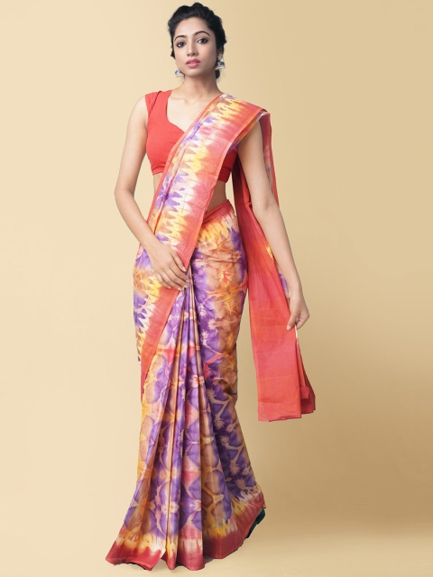 

Unnati Silks Women Red & Purple Pure Shibori Cotton Saree