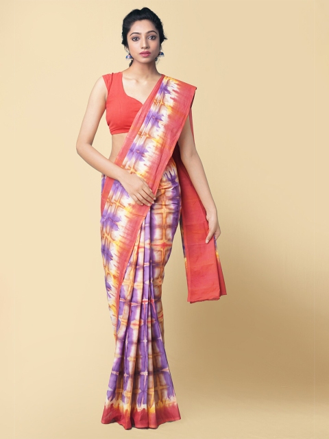 

Unnati Silks Purple & Red Tie and Dye Pure Cotton Sustainable Saree