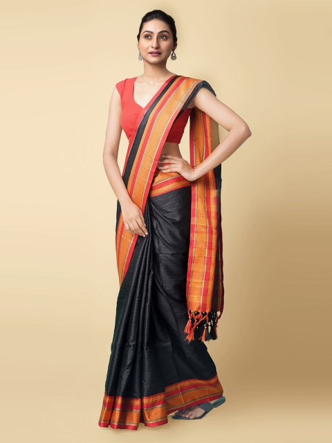 

Unnati Silks Women Black & Red Fancy Art Silk Saree