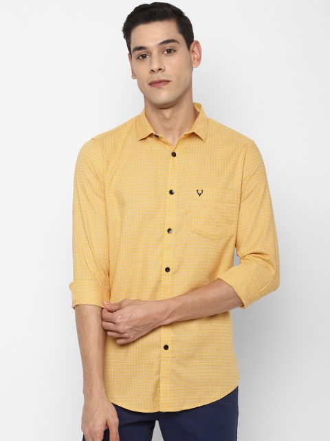 

Allen Solly Men Yellow Slim Fit Grid Tattersall Checks Casual Shirt
