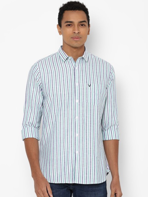 

Allen Solly Men Blue Slim Fit Opaque Striped Casual Shirt
