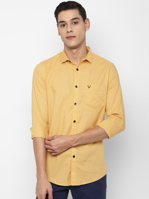 

Allen Solly Men Yellow Slim Fit Grid Tattersall Checks Opaque Casual Shirt