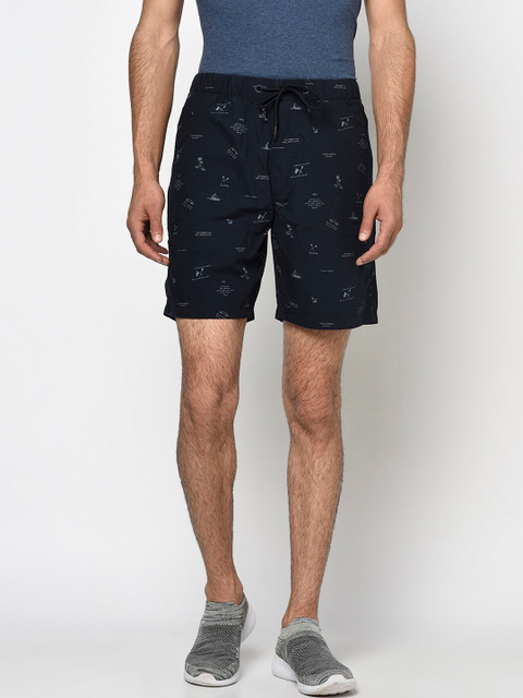 

Octave Men Navy Blue Printed Regular Shorts