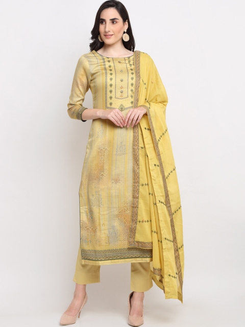 

Stylee LIFESTYLE Yellow & Green Digitally Printed Unstitched Dress Material