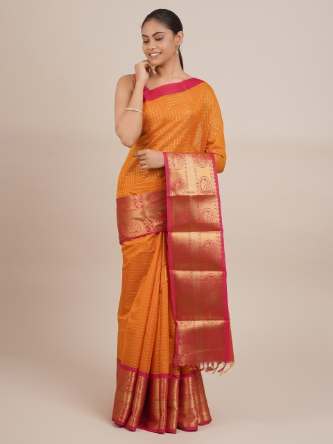 

Pothys Mango Yellow & Gold Ethnic Motifs Silk Cotton Saree