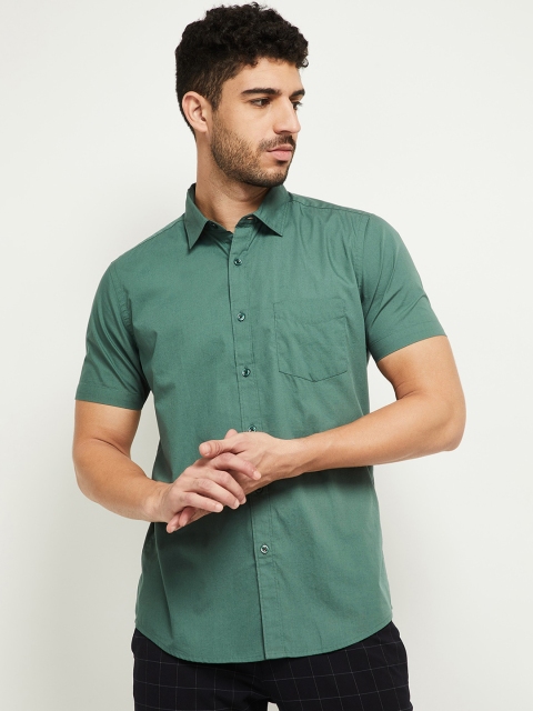 

max Men Green Slim Fit Opaque Casual Shirt