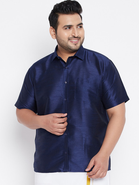

VASTRAMAY PLUS Men Navy Blue Opaque Casual Shirt