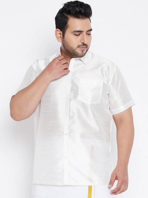 

VASTRAMAY PLUS Men White Opaque Casual Shirt