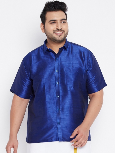 

VASTRAMAY PLUS Men Blue Opaque Ethnic Shirt