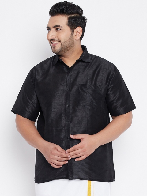 

VASTRAMAY PLUS Men Black Opaque Ethnic Shirt