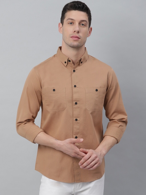 

Dennis Lingo Men Brown Slim Fit Opaque Cotton Casual Shirt