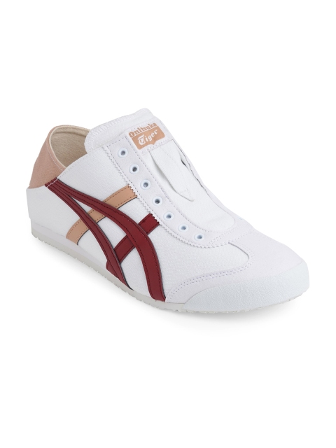 

Onitsuka Tiger Unisex White Striped Slip-On Sneakers Mexico 66 Paraty