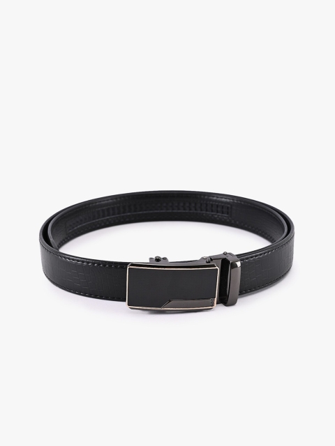 

BuckleUp Men Black Solid Leather Belt